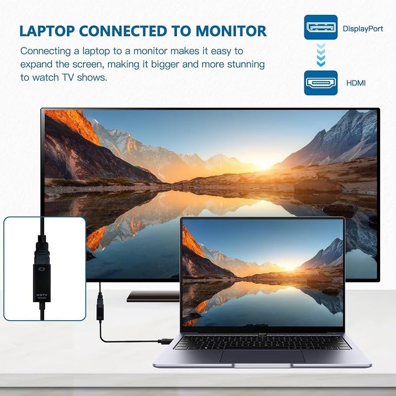محول DisplayPort إلى HDMI 4K 60Hz بتصميم قفل آمن مجموعة من 2 باتجاه واحد - Image 5